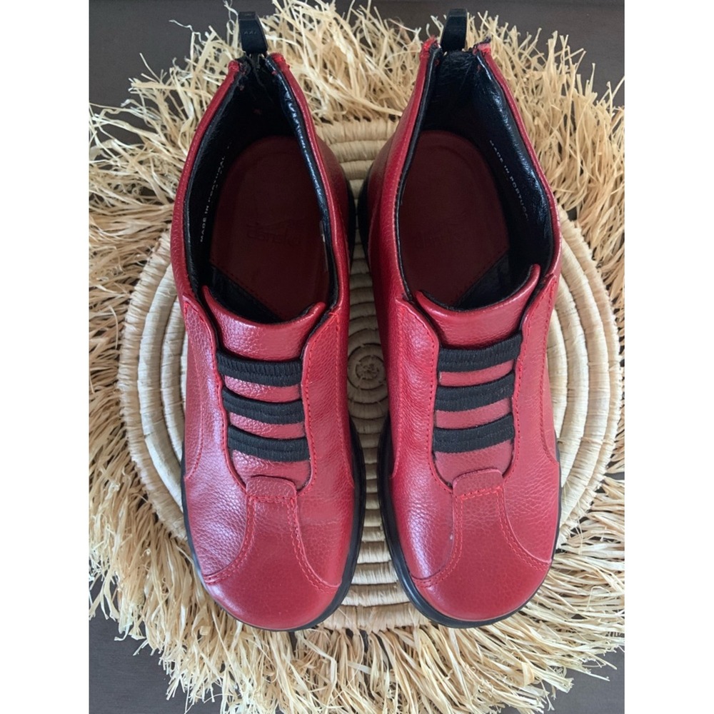 DANSKO Erin Red Leather Slip On Zip Up Leather Ankle Boots 37 - Picture 3 of 16